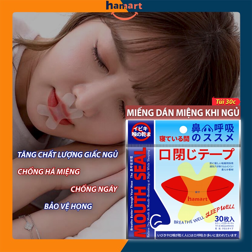 Gói 30 Miếng Dán Chống Há Miệng Khi Ngủ Giảm Ngáy Mouth Seal Băng Dính