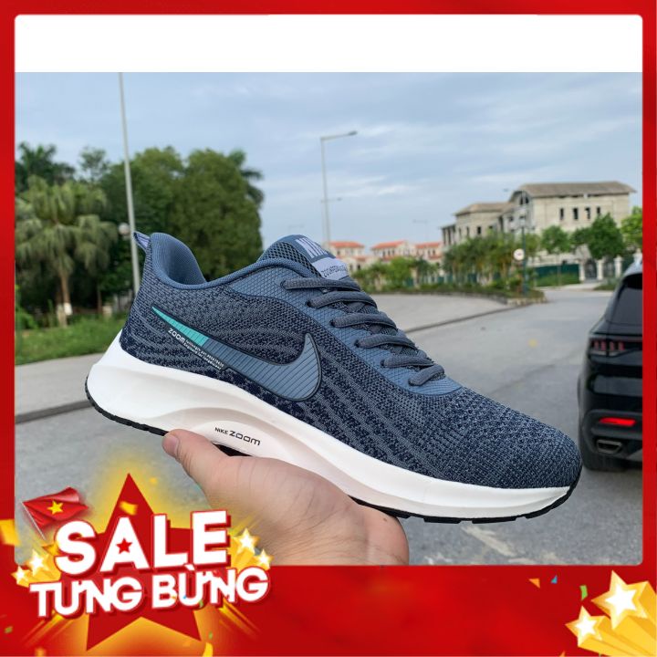 FULL BOX Giày Thể Thao Sneakers Nam Nike_Air_Zoom Siêu Nhẹ chạy bộ dành cho nam đế êm thoáng khí màu xanh ghi