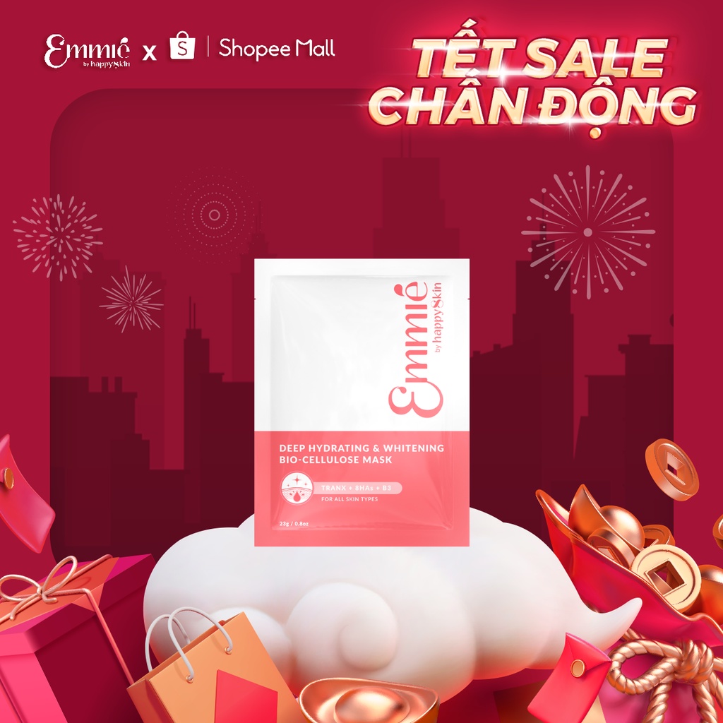 [GIFT] 2 Mặt Nạ Dưỡng Trắng Super Hydrating &amp; Whitening Bio Cellulose Mask Emmié by HappySkin