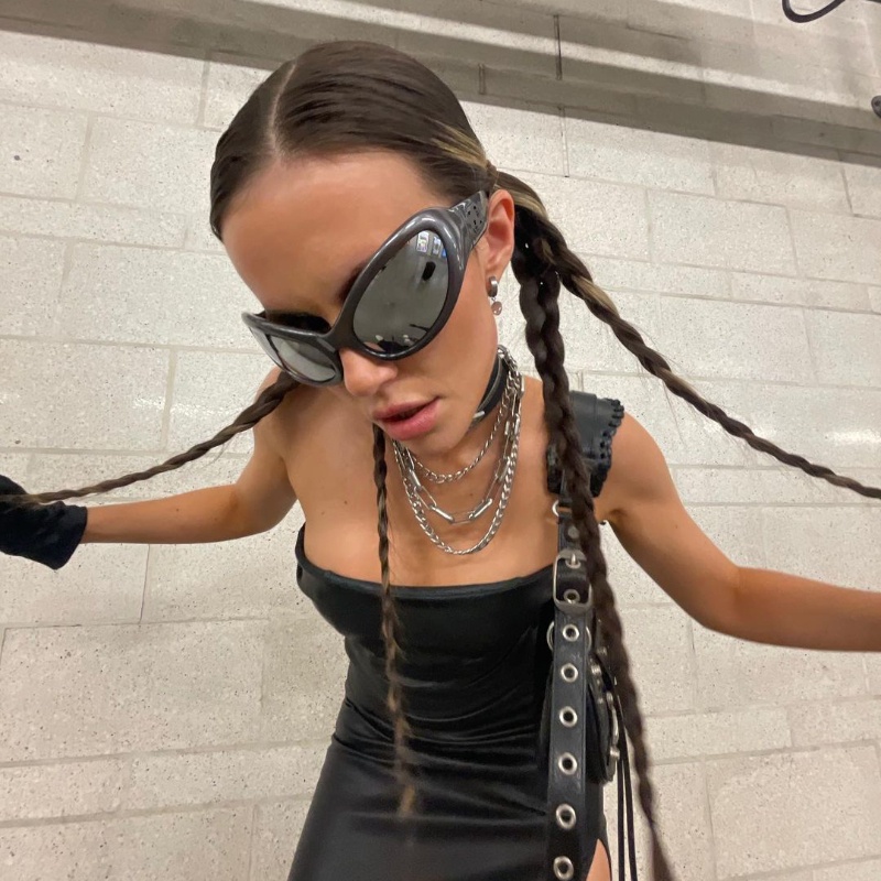 (JIUERBA) Kính Râm Mắt Mèo Thiết Kế Thời Trang Công Nghệ Tương Lai Y2K