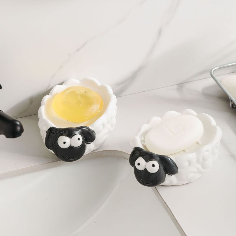Khay Đựng Xà Phòng Bằng Sứ Hình Chú Cừu Dễ Thương Tiện Dụng Cho Nhà Tắm