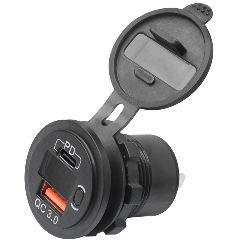 Ổ CắM usb 12v-24v 48w ChốNg NướC pd and qc3.0 + ĐèN led Cho Xe Hơi / Xe TảI / Xe Hơi