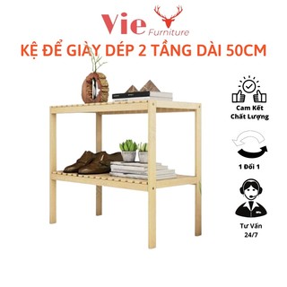 Kệ Để Giày 💗FREESHIP💗 Tủ Đầu Giường Gỗ Thông Tự Nhiên - Giá Giày Dép 2 Tầng Dài 50cm Phong Cách Hàn Quốc