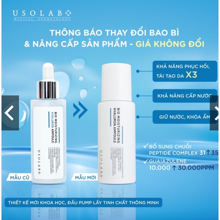Tinh Chất Dưỡng Ẩm HA USOLAB BIO MOISTURIZING HYALURON AMPOULE 50ml