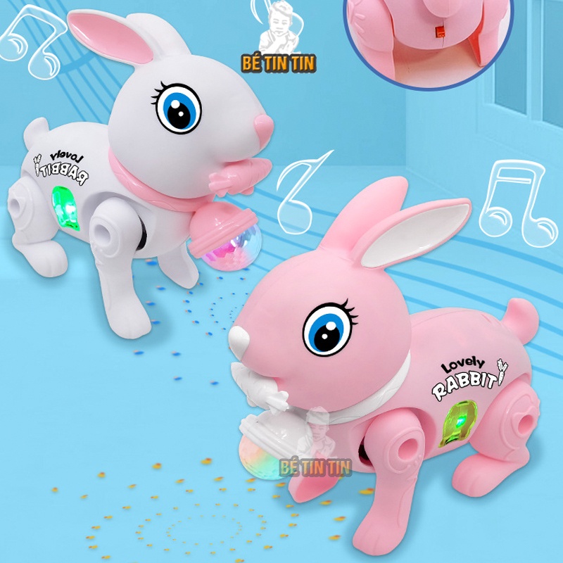 Thỏ đồ chơi , trò chơi Rabbit con thỏ biết đi, có nhạc, có đèn Led vui nhộn cho bé