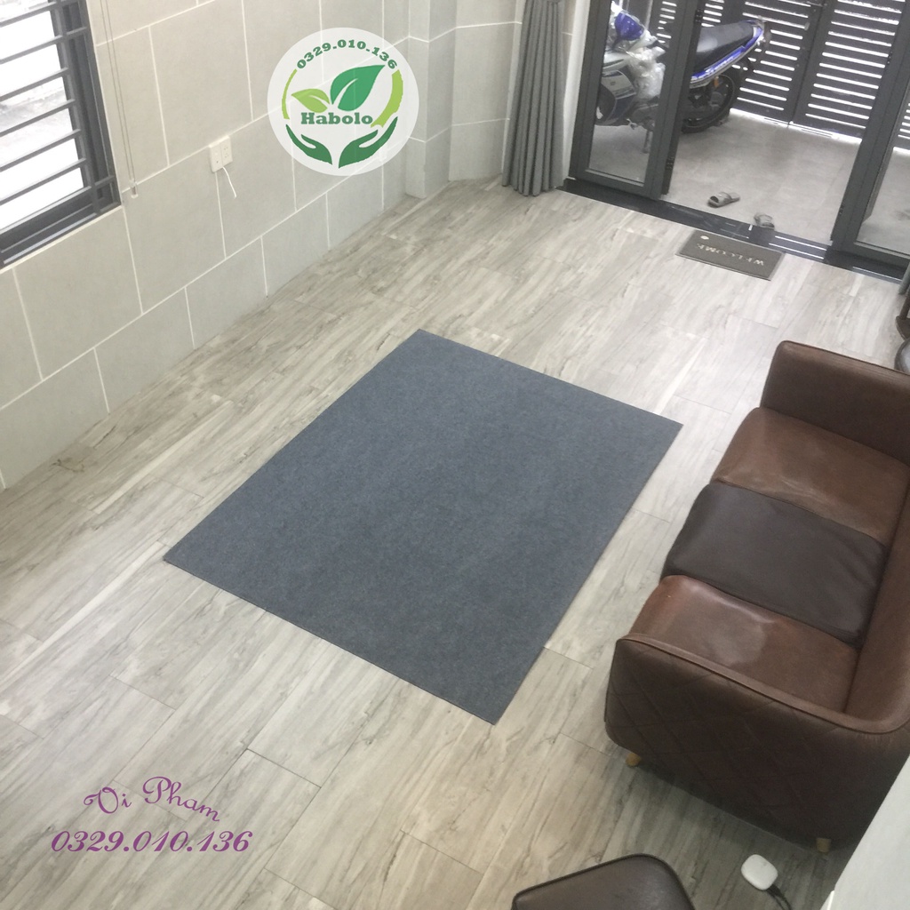 Tấm trải phòng khách, thảm lót sàn phòng ngủ màu xám kích thước 2m x 2m Habolo