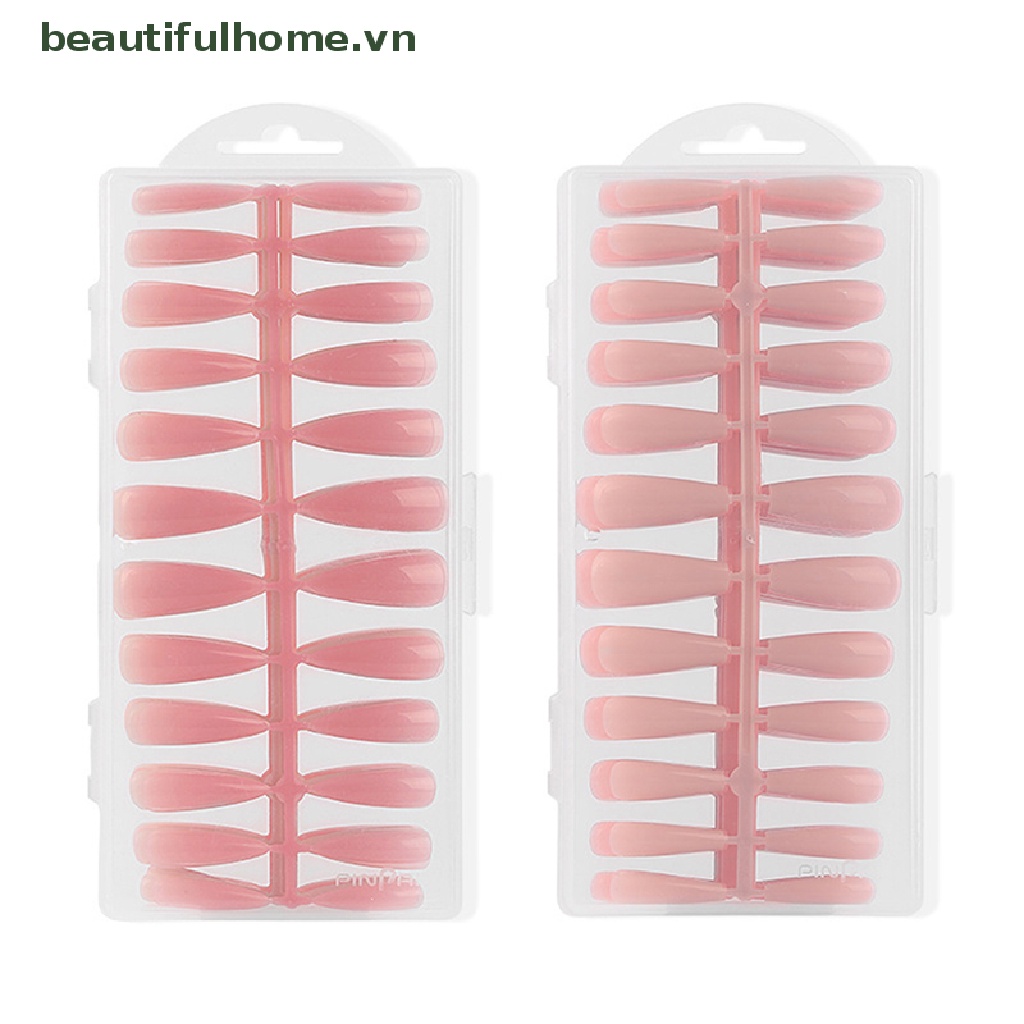 Bộ 240 Móng Tay Giả Hình Vuông Nối Dài Bảo Vệ Toàn Diện Màu Nude / Hồng