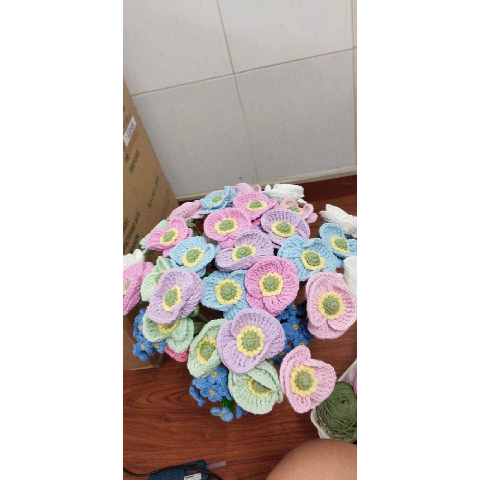 Hoa anh túc len handmade