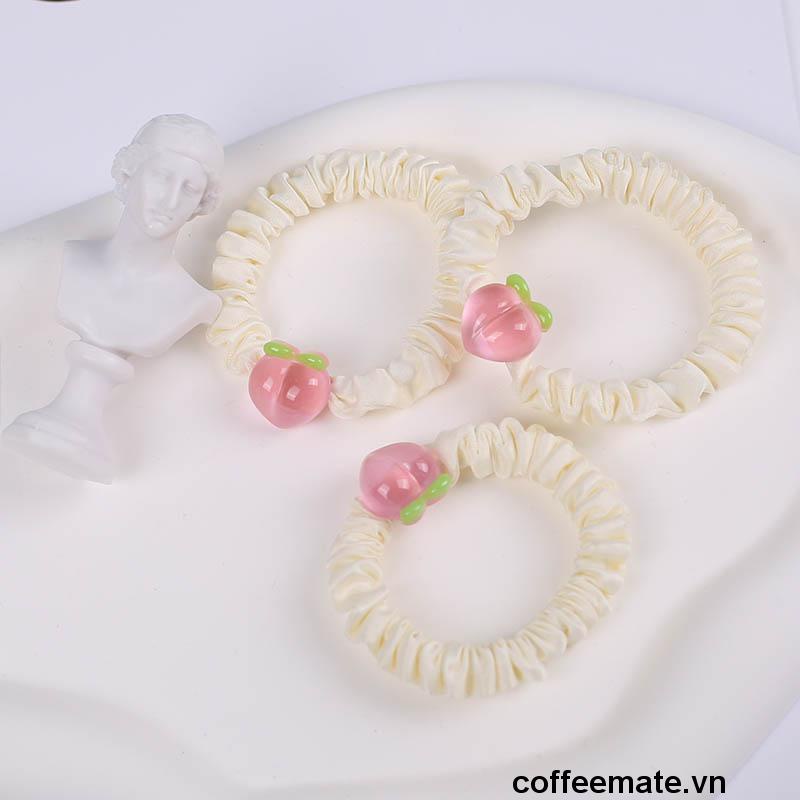 【coffeemate】⚡ Dây Buộc Tóc In Họa Tiết Quả Đào Thời Trang Cho Nữ