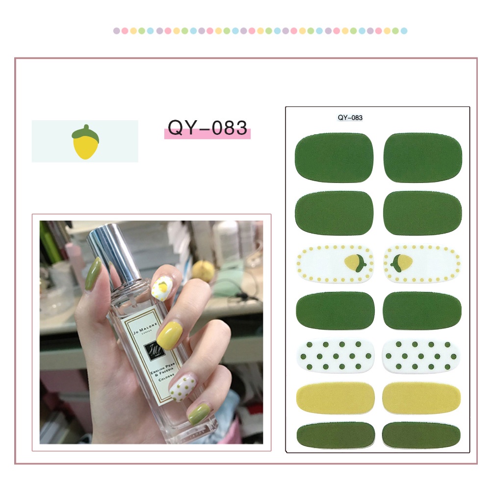 Miếng Dán Trang Trí Móng Tay Toàn Diện Họa Tiết Hoa Trái Tim 3D Xinh Xắn