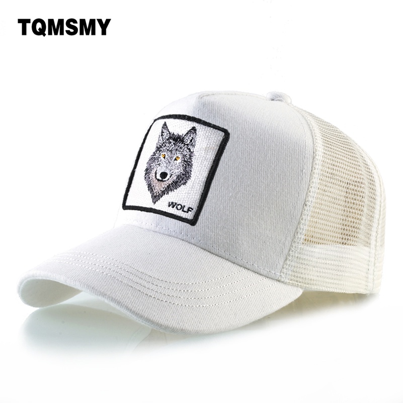 Mũ Lưỡi Trai Cotton Phối Lưới Màu Trơn Thêu Hình Sói Phong Cách Hip Hop Cho Nam Và Nữ
