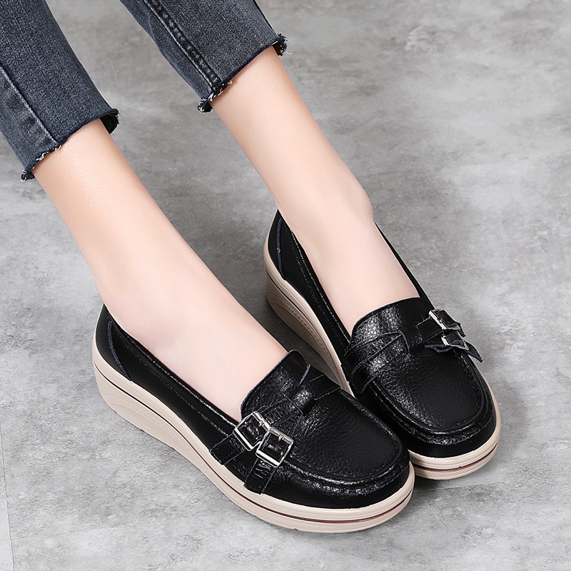 Giày Lười Da Thật Đế Mềm Thoải Mái Cho Nữ