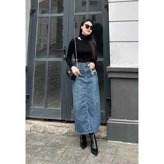 Chân váy jean dài Chất bò đẹp may kĩ lên dáng xinh dã man nha