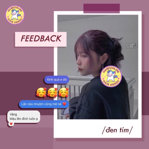 Thuốc Nhuộm Tóc Màu ĐEN TÍM Không Tẩy Lên Từ Nền Đen Tự Nhiên Tặng Oxi Găng Tay Mũ Chùm KENZII