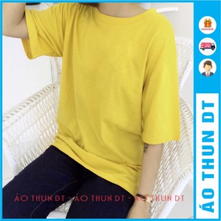 Áo trơn tay lỡ màu vàng
