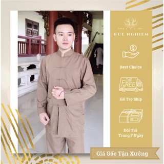 Đồ Lam Đi Chùa Giá Sỉ/Lãnh Tụ - Màu Càphê/Hàng Chuẩn Loại 1