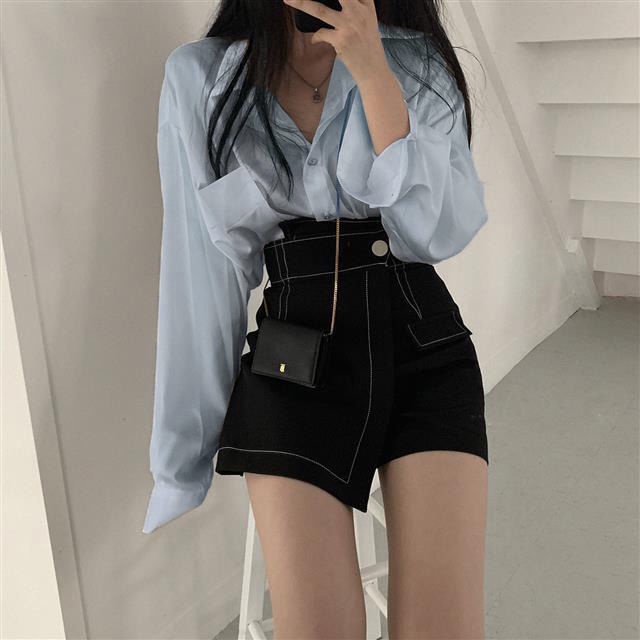 Set Áo Sơ Mi Dài Tay Và Chân Váy Lưng Cao Thời Trang Dành Cho Nữ