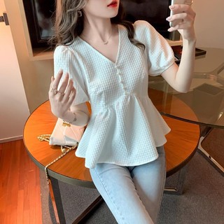 Áo sơ mi lỡ tay bồng áo kiểu nữ công sở thời trang chất vải đẹp kiểu dáng basic
