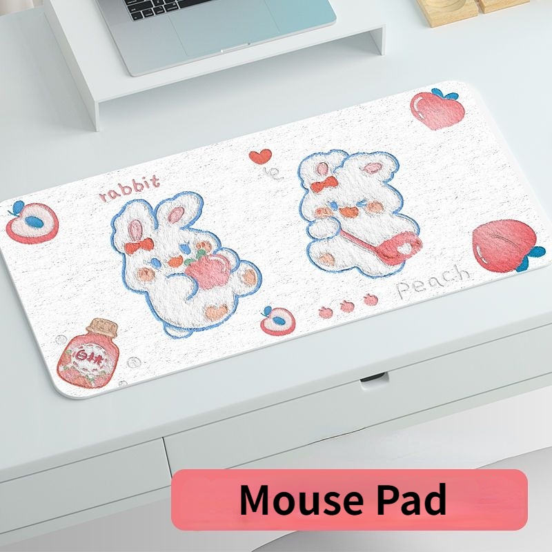 Tấm Lót Chuột Máy Tính Bằng Da Chống Trượt Chống Bẩn In Hình Thỏ Hoạt Hình Dễ Thương