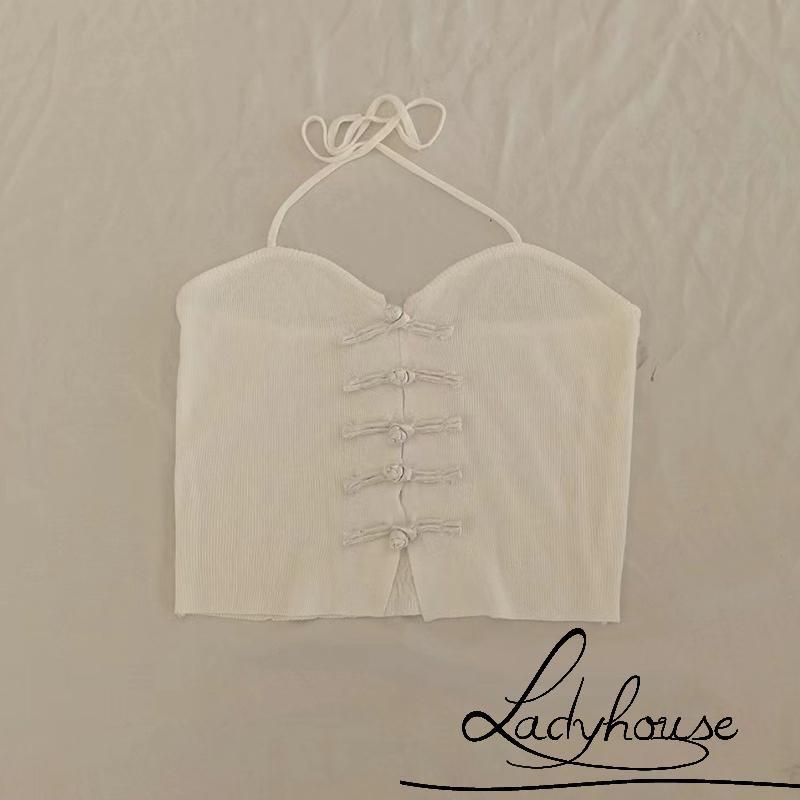 Áo hai dây Không Tay Màu Trắng Thời Trang Xuân Thu Cho Nữ