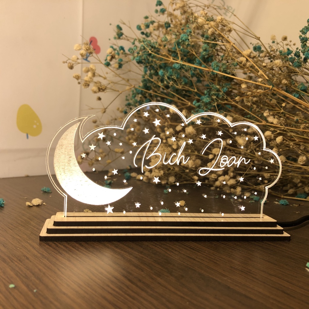 Đèn Ngủ Khắc Theo Yêu Cầu Miễn Phí - Quà tặng sinh nhật - Decor phòng ngủ