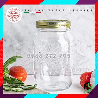 [ITALY] Lọ thủy tinh, Hũ thủy tinh nắp vặn QUATTRO - Bormioli Rocco - 1000ml