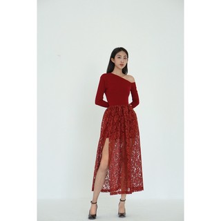 Đầm thun gân lệch vai co dãn 4 chiều phiên bản limited mùa lễ hội