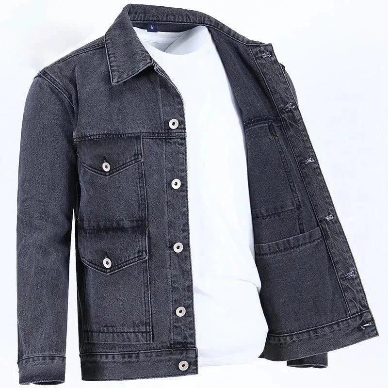 Áo Khoác Denim Phối Nhiều Túi Màu Đen Xám Thời Trang Cao Cấp Cho Nam
