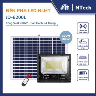 Đèn năng lượng mặt trời jd-8200l công suất 200w - mẫu mới 2020, khung nhôm, chip led "smd" - bh 02 năm
