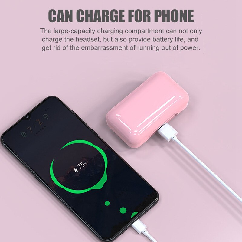 Tai Nghe Bluetooth Không Dây F9 TWS 5.0 Chống Thấm Nước IPX5 Tích Hợp Sạc Dự Phòng 2500mAh