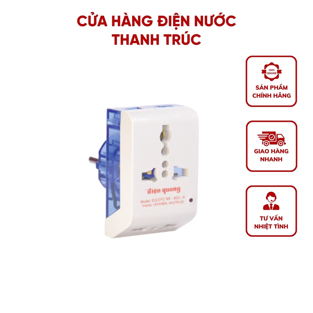 Phích Cắm Điện Quang Chất Liệu Nhựa ABS Chịu Nhiệt Cứng Chắc Thiết Kế Ổ Cắm Đa Chiều Dễ Dàng Chuyển Đổi