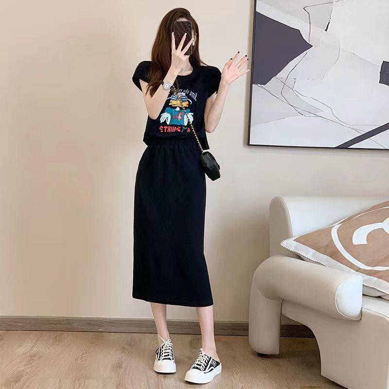 Đầm Thun Dài Qua Gối Giả Hai Lớp Phong Cách Mới