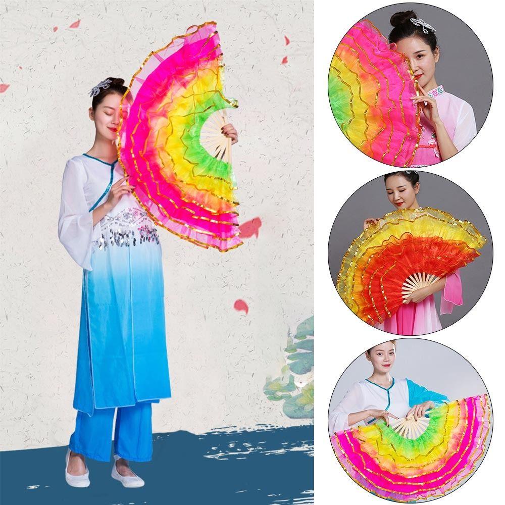 Quạt Múa Bụng Bằng Lụa Nhiều Kiểu Màu Sắc Gradient
