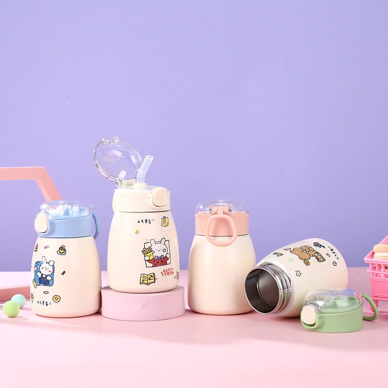 Bình giữ nhiệt có ống hút lõi inox 304 BZM010 dung tích 350ml - Bình nước giữ nhiệt cho bé lõi inox 304