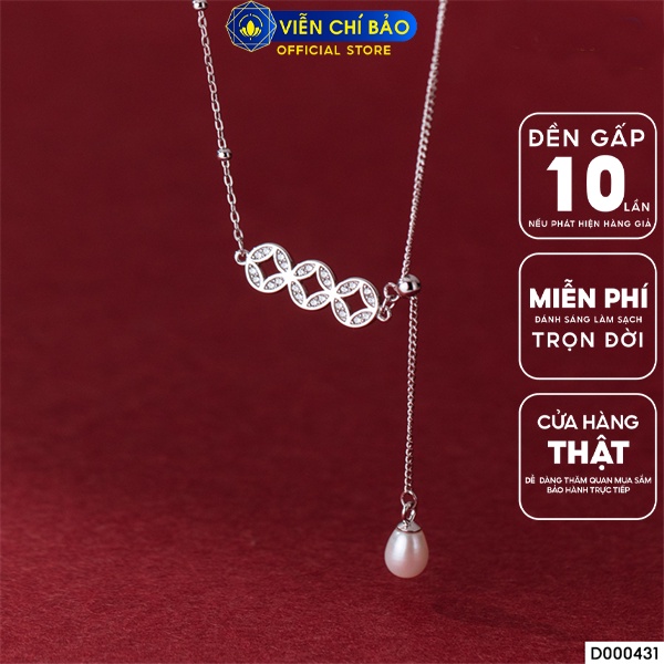 Dây chuyền kim t iền mix hạt châu chất liệu bạc Thái 925 thời trang phụ kiện trang sức nữ Viễn Chí Bảo D000431