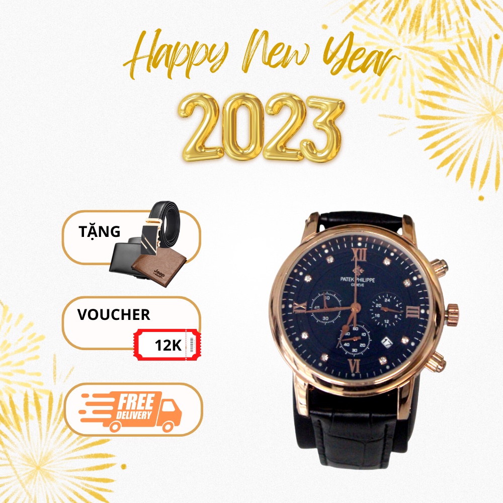 Đồng Hồ Nam Dây Da PATEK PHILLIPE Đồng Hồ Đeo Tay Kiểu Dáng Doanh Nhân Lịch Thiệp Sang Trọng BH 1 Đổi 1