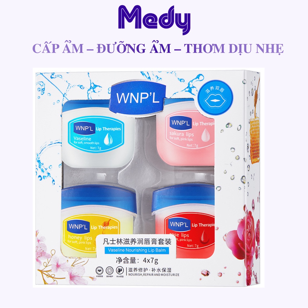 Combo 4 son dưỡng môi dưỡng ẩm chăm sóc da chống nứt nẻ, sáp nẻ giảm thâm làm hồng môi VASELINE 7g