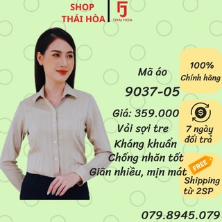 Áo sơ mi Thái Hòa vải sợi tre màu da sọc chìm 9037-05-01