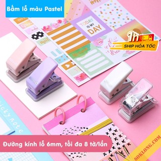 Bấm lỗ màu pastel mini K83 Dụng cụ bấm lỗ giấy hình tròn nhỏ gọn tiện dụng
