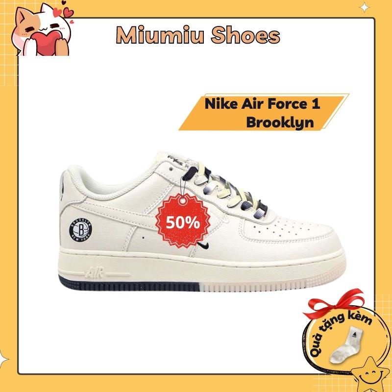 Giày Sneaker AF1 Âm Dương Cổ Thấp, Giày Thể Thao Nike Air Force 1 Low "Brooklyn" Sail Black Nam Nữ Cao Cấp Full Box Bill