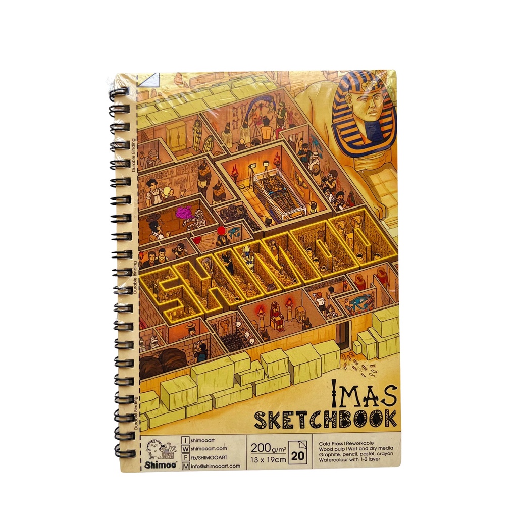 Sổ vẽ Shimoo Imas Sketchbook vẽ màu chì và màu nước định lượng 200gsm gáy lò xo kèm nét đứt dễ tách tờ