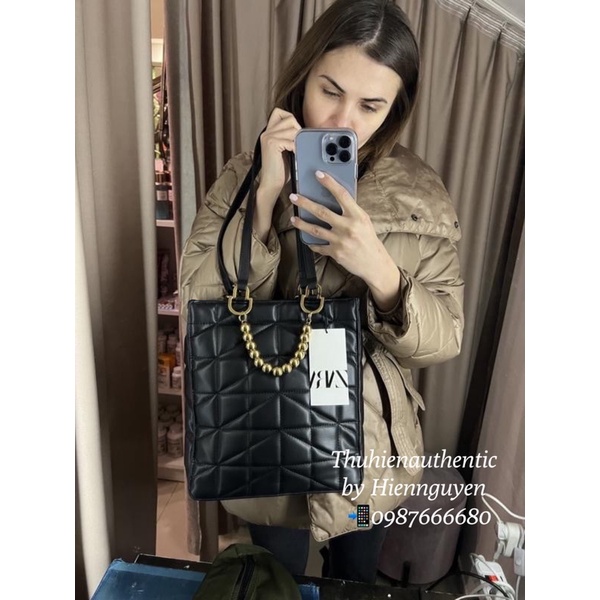 Túi quilted một vai kẻ ô ZARA chính hãng (kèm ảnh thật)