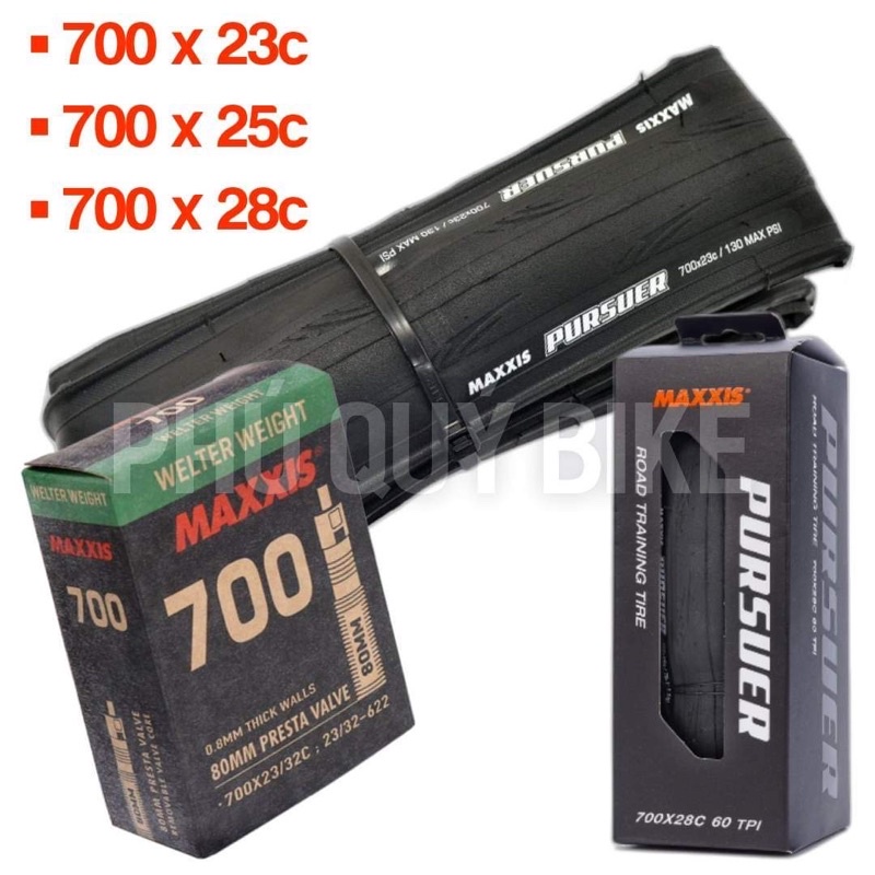 Vỏ Gấp Xe Đạp 700-23/25/28c MAXXIS PURSUER & Ruột Đi Kèm