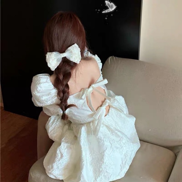 Đầm babydoll FANCY DRESS thắt nơ sau lưng cực xinh màu hồng/trắng Sam sam Boutique