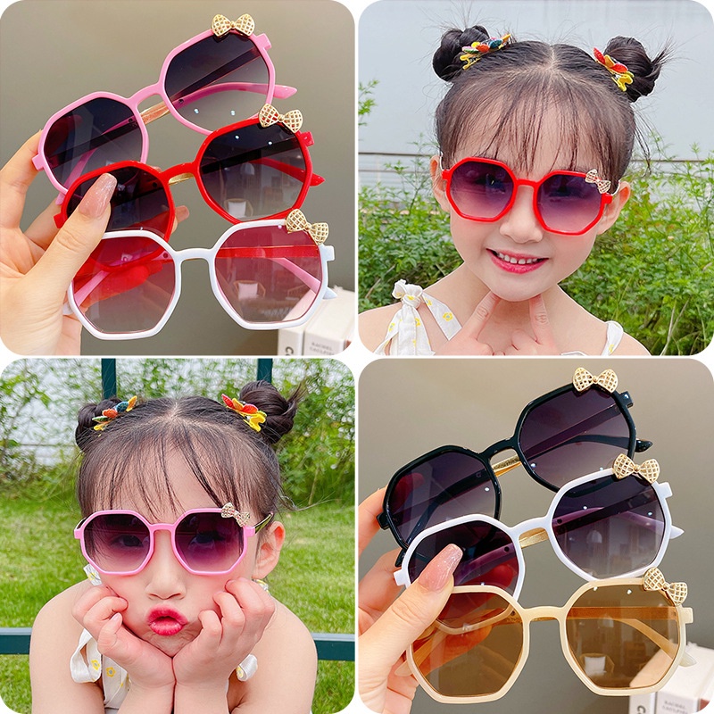 Kính râm trẻ em chống nắng chống bụi cho bé thiết kế thêm chi tiết nơ xinh xắn dễ thương