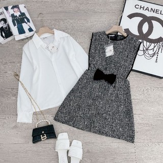 Set váy dạ sơ mi phối nơ 🎀
