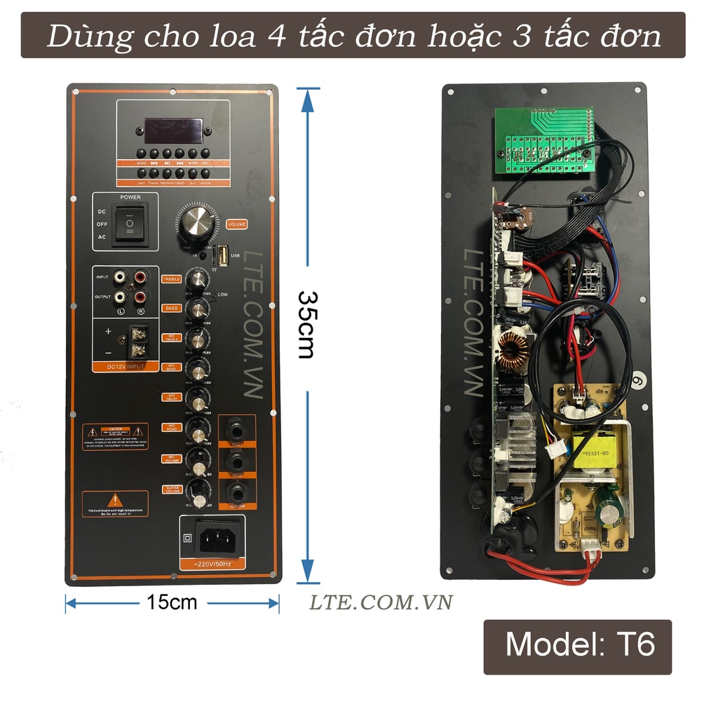 Bộ mạch công suất loa kéo T6 60W chuyên dùng cho loa 30 3 tấc và loa 40 4 tấc