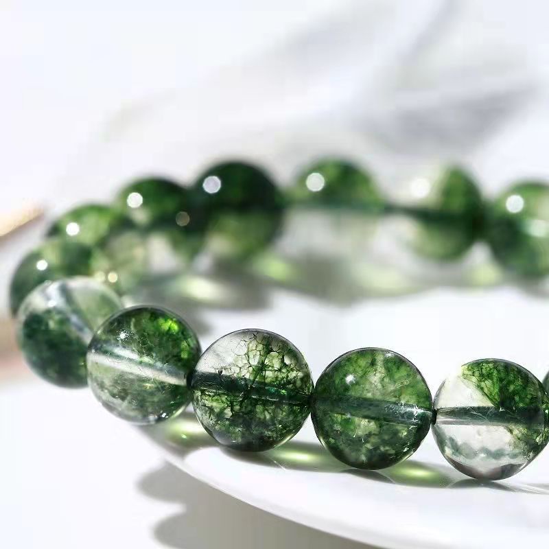 Vòng Tay Chuỗi Hạt Đá Tự Nhiên 6-14mm Hình Ma Quỷ Màu Xanh Lá Dành Cho Nam Và Nữ