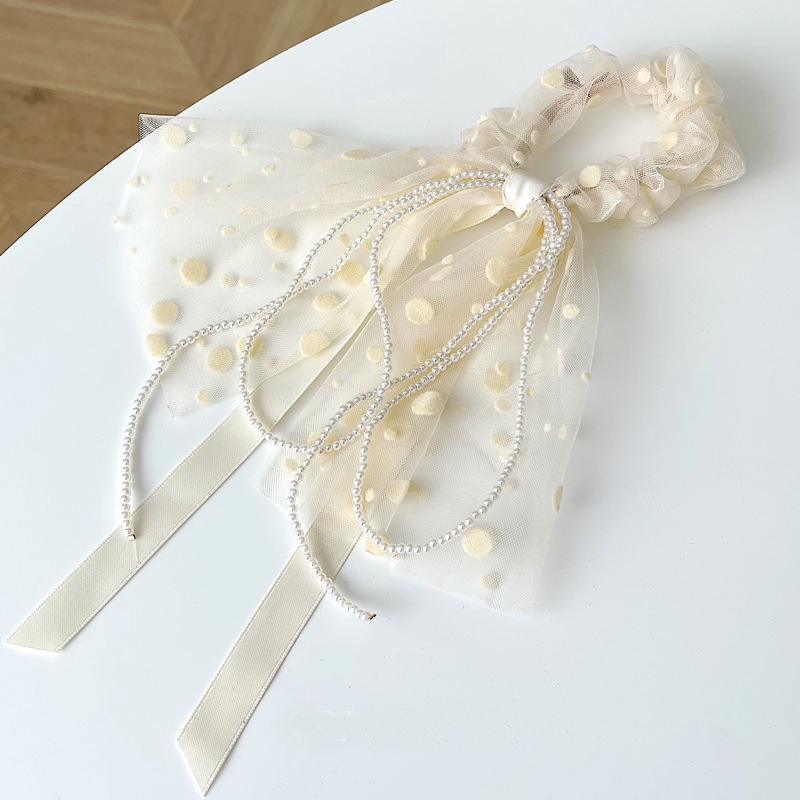 Dây Buộc Tóc Đính Ngọc Trai Và Nơ Phong Cách Hàn Quốc Cho Nữ