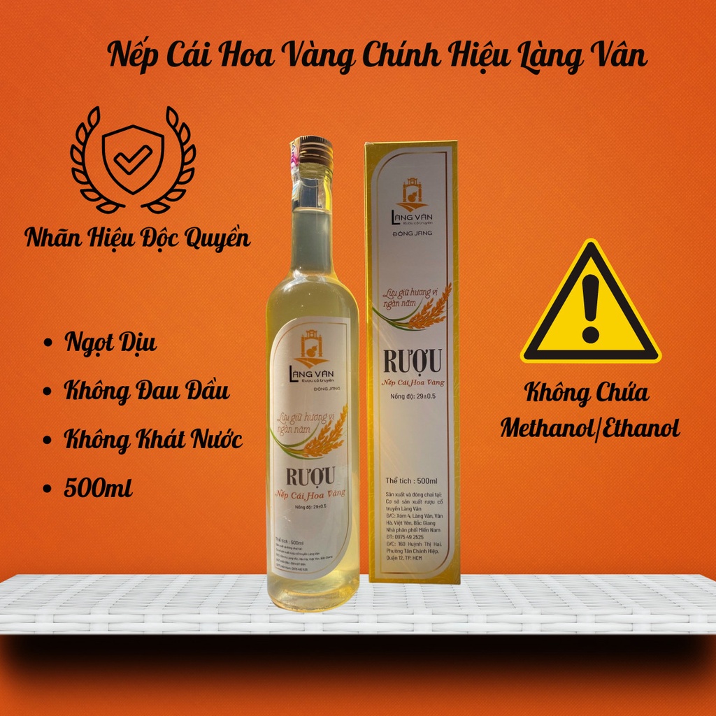 HỘP NẾP CÁI HOA VÀNG CỔ TRUYỀN LÀNG VÂN 500ML LÊN MEN